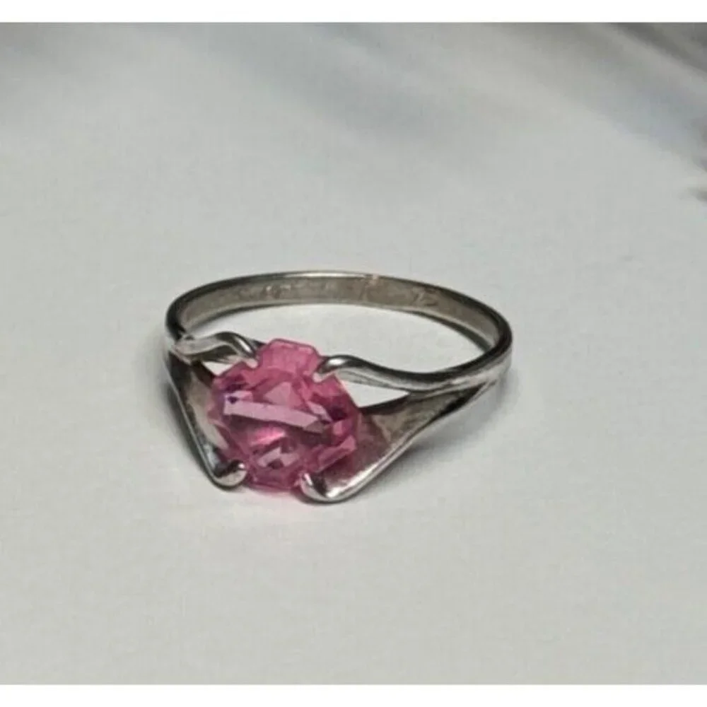 925 STERLING SILVER PINK TOPAZ RING SIZE 5